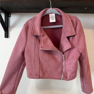 Kids Pink Leather Jacket